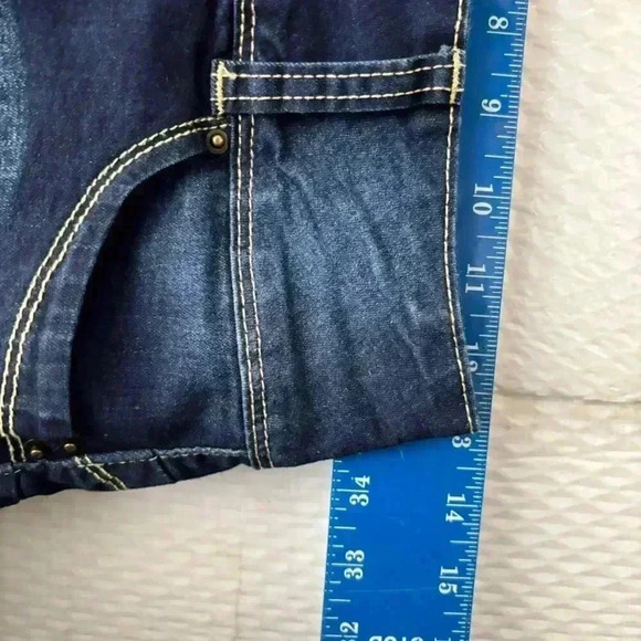 YMI Blue Jean Shorts with Rolled Cuffs and Distressed Look - Picture 6 of 7